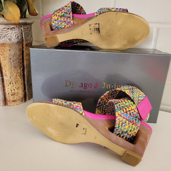 Django & Juliette Multi-Coloured Stacked Heel Sandals EU 40/US 9.5 - Picture 11 of 14